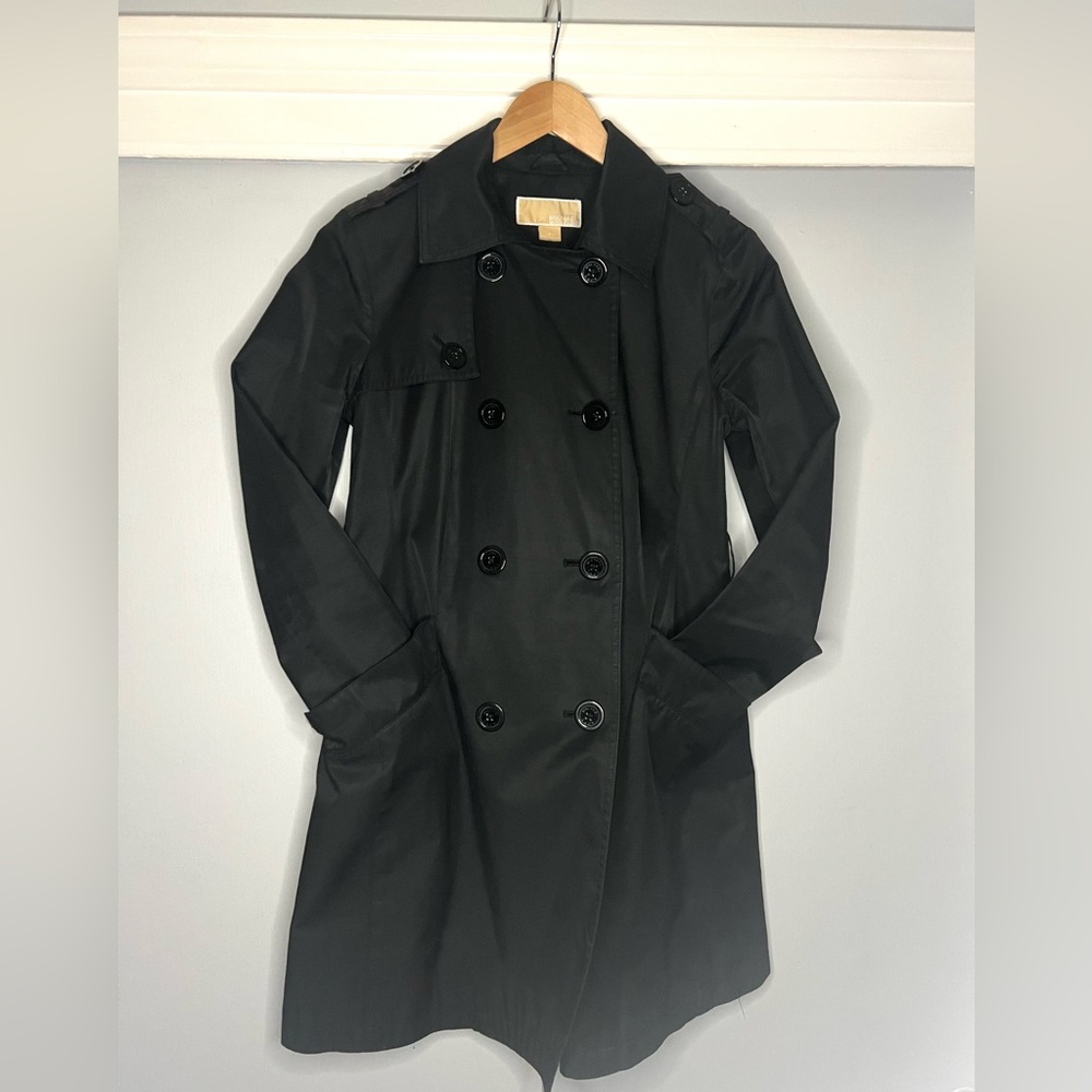 Michael Kors Classic Trench Coat Black Womens  Small Lightweight (No belt)‎